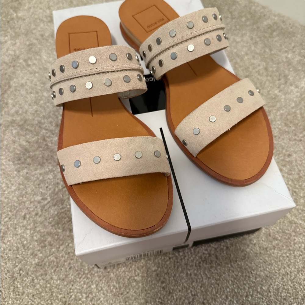 Stylish Beige Studded Sandals - image 1